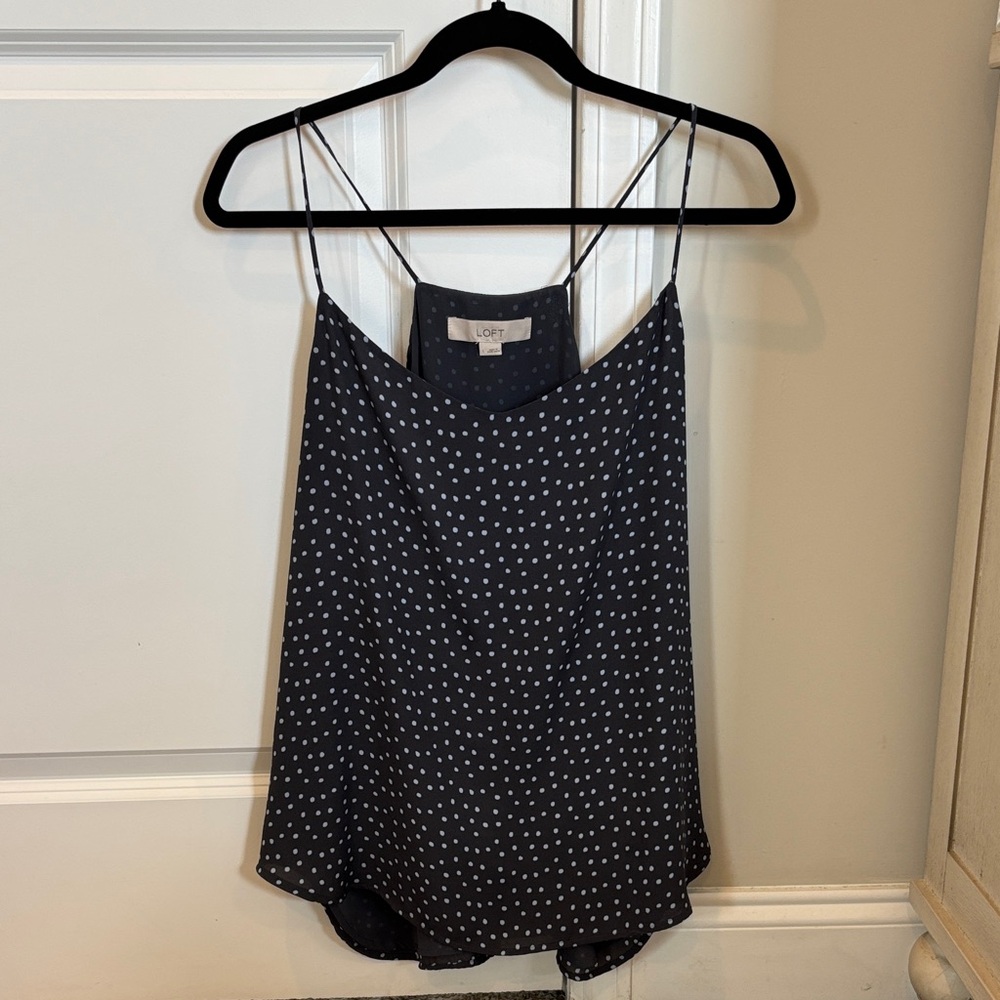 LOFT Gray Polka Dot Women's Top